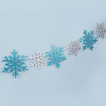 Гирлянда-подвеска Снежинки, Серебро/Голубой, с блестками, 300 см, 10 см*9 шт, 1 упак., 6231039