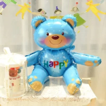 Шар (22''/56 см) Фигура 3D, Сидячий мишка, Голубой, 1 шт. в уп., 23202