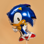 Шар с клапаном (17''/43 см) Мини-фигура, Ежик Аниме, Синий, 5 шт. в уп., 24439