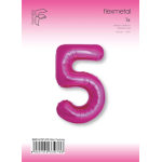Шар (40''/102 см) Цифра, 5 Slim, Фуше, Металлик, 1 шт. в уп., B901915F