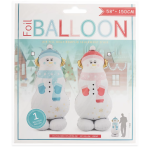 Шар 3D (58''/147 см) Фигура на подставке, Снеговик в розовом шарфе, 1 шт. в уп., 24864