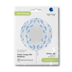 Шар 3D (19''/48 см) Сфера, Ножка малыша, Прозрачный/Голубой, Кристалл, 1 шт. в уп., G74011SVT-P