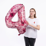 Шар (34''/86 см) Цифра, 4 Симфония роз, Фуше, 1 шт. в уп., 131364