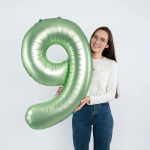 Шар (40''/102 см) Цифра, 9, Авокадо, Сатин, 1 шт. в уп., 24319