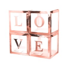 Набор коробок для шаров, Love, Розовое Золото, Металлик, 30*30*30 см, 4 шт. в упак. , 617651