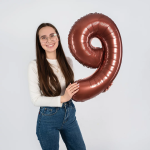 Шар (32''/81 см) Цифра, 9, Шоколадный, 1 шт. в уп., 26049