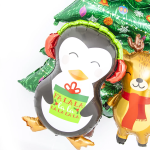 Шар (34''/86 см) Фигура, Пингвин с новогодним подарком, 1 шт., 35387