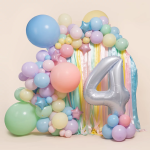 Шар (40''/102 см) Цифра, 4 Slim, Белый блеск, 1 шт. в уп., 941551