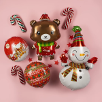 Шар (12''/30 см) Мини-фигура, Леденец трость, Красный/Зеленый, 1 шт., 902844VE