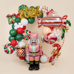 Шар (25''/64 см) Фигура, Конфета, Золотые полоски, Розовый/Красный, 1 шт., 26944