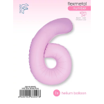 Шар (40''/102 см) Цифра, 6 Slim, Светло-розовый, Матовый, 1 шт. в уп., C901916MRS