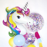 Шар (43''/109 см) Фигура, Голова, Радужный Единорог, 1 шт., 15110