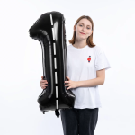 Шар (40''/102 см) Цифра, 1 Пит-Стоп, Черный, 1 шт. в уп., 23661