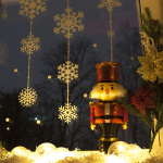 Цветок Пуансеттия, на клипсе, 14 см. Красный, с блестками, 2 шт., 6231004