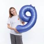 Шар (34''/86 см) Цифра, 9, Синий, Сатин, 1 шт. в уп., 131059V