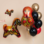 Шар (31''/79 см) Фигура, Матрешка Золотая роспись, 1 шт., 943708