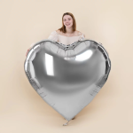 Шар (63''/160 см) Сердце, Серебро, Металлик, 1 шт., 27333