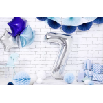 Шар (34''/86 см) Цифра, 7 ЭКО, Серебро, 1 шт. в уп., 21547