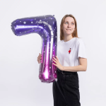 Шар (34''/86 см) Цифра, 7 Сияющий космос, Сиреневый, Градиент, 1 шт. в уп., 131027