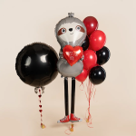 Шар 3D (64''/163 см) Ходячая Фигура, Ленивец с сердечком, 1 шт. в уп., 25079-P