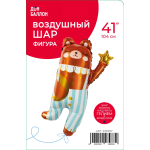 Шар (41''/104 см) Фигура, Мишка со звездочкой, 1 шт. в уп., 23933P