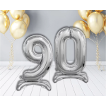 Шар (32''/81 см) Цифра на подставке, 0, Серебро, 1 шт. в уп., 134010