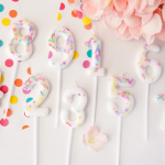 Свеча Цифра, 8 Сладкое конфетти, на шпажке, Белый, 5 + 7 см, 1 шт. с держат., 802848