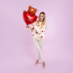 Шар (30''/76 см) Фигура, Мишка с сердцем, Сатин, 1 шт. в уп., 13504