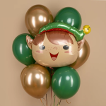 Шар (30''/76 см) Фигура, Голова, Веселый Эльф, 1 шт., 901897