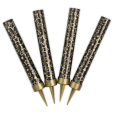 Свеча Фонтан для торта, 30 сек, Золотые звезды, Черный, Металлик, 10 см, 4 шт., ВВ003/2