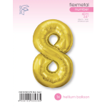 Шар (40''/102 см) Цифра, 8 Slim, Золото, 1 шт. в уп., C901918O