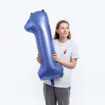 Шар (34''/86 см) Цифра, 1, Синий, Сатин, 1 шт. в уп., 131051V