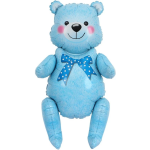 Шар (22''/56 см) Фигура 3D, Сидячий мишка, Голубой, 1 шт. в уп., 15537