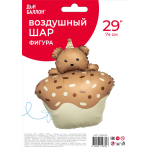 Шар (29''/74 см) Фигура, Кексик с медвежонком, Бежевый, Сатин, 1 шт. в уп., 25062P