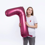 Шар (34''/86 см) Цифра, 7, Бордовый, Сатин, 1 шт. в уп., 131067V