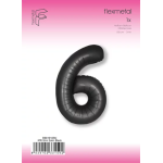 Шар (40''/102 см) Цифра, 6 Slim, Черный, Сатин, 1 шт. в уп., B901916SN