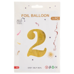 Шар (40''/102 см) Цифра, 2, Золото, Металлик, 1 шт. в уп., 24082