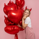 Шар (30''/76 см) Сердце, Чертенок, Красный, 1 шт. в уп., 26476