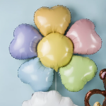 Шар (39''/99 см) Цветок, Лепестки Сердечки, Разноцветный, 1 шт., 23626