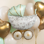 Шар (36''/91 см) Фигура, Коляска Ретро, Мятный, Сатин, 1 шт., 27430