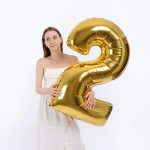 Шар (40''/102 см) Цифра, 2, Золото, 1 шт. в уп., B901762O