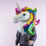 Шар (43''/109 см) Фигура, Голова, Радужный Единорог, 1 шт., 15110