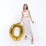 Шар (40''/102 см) Цифра, 0, Золото, 1 шт. в уп., B901760O