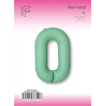 Шар (40''/102 см) Цифра, 0 Slim, Мятный, Матовый, 1 шт. в уп., B901910MM