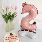 Шар (23''/58 см) Цифра на подставке, 2 Зверята, Олень, 1 шт. в уп., 24652