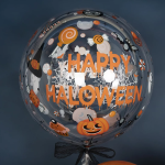 Шар с клапаном (18''/46 см) Сфера, Веселый Хэллоуин, Прозрачный, Кристалл, 1 шт. в уп., 518022