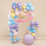 Шар с клапаном (21''/53 см) Фигура, Бант (надув воздухом), Сиреневый, Сатин, 5 шт. в уп. (цв.этик.), 27328S5