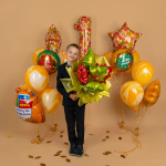 Шар с клапаном (14''/36 см) Мини-фигура, Кленовый лист, Зеленый, 1 шт., 24017