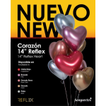 Шар (14''/36 см) Сердце, Зеркальный блеск, Розовый, хром, 50 шт.,