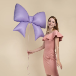 Шар (39''/99 см) Фигура, Бант, Сиреневый, Сатин, 1 шт. в уп., 26834